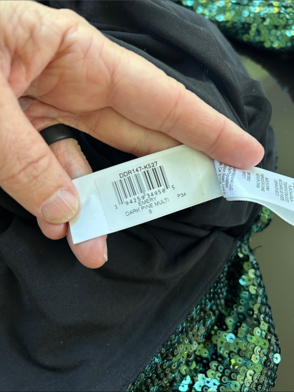 Dress the Population Emery Sequin Midi Dress in Dark Pine S - Picture 7 of 7